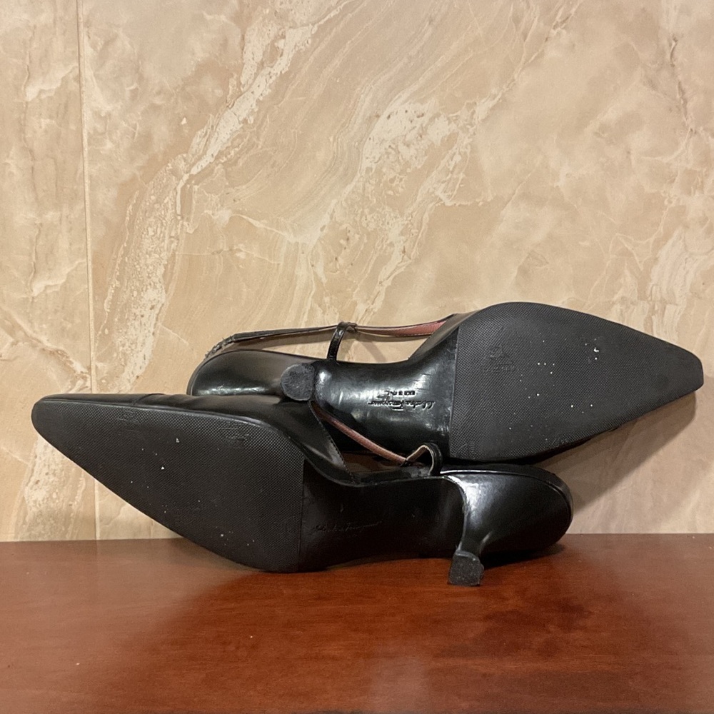 Salvatore Ferragamo Black Slingback Heels, Size 8.5B - Picture 11 of 13